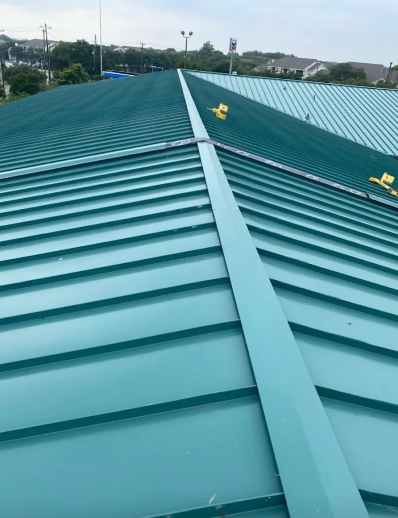 Green commercial metal roof ridge and valley for Metal Roof Repair in Hempfield